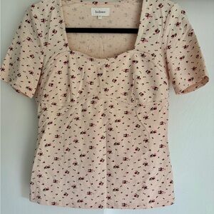Bohme Cream Floral Sweetheart Neck Top